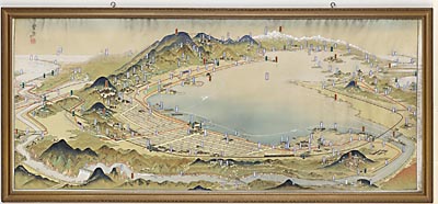 大津鳥瞰図 城下豊榮筆