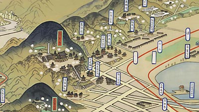 大津鳥瞰図 城下豊榮筆(部分)